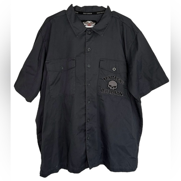 Harley-Davidson Willie G Skull Gray Button Shirt Men’s Size XL Garage Biker - Picture 1 of 11